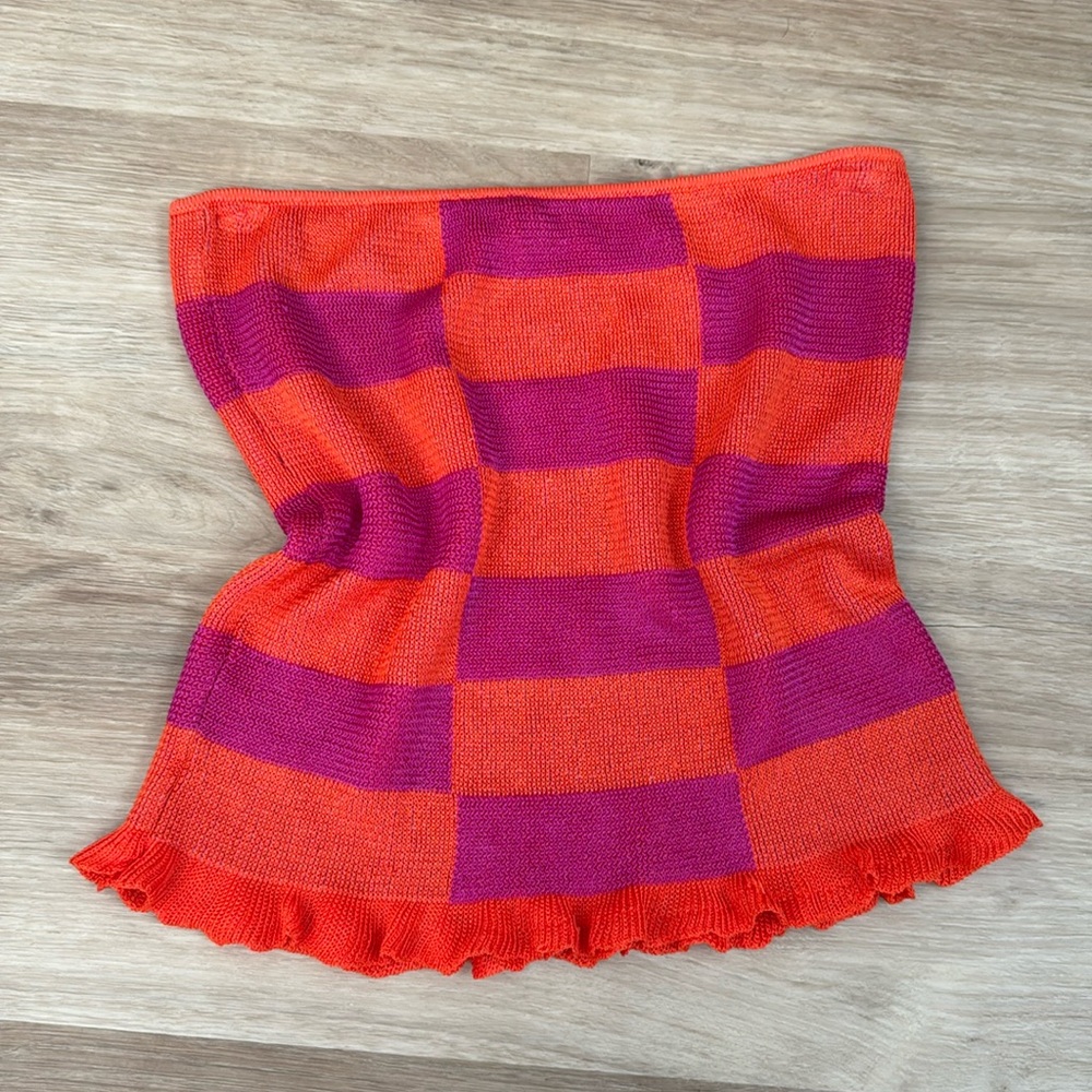 Gimaguas Orange Purple Montego Chess Tube Top S